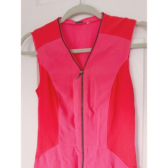 Elie Tahari Colorblock Zipper Sleeveless Mini Dress Pink 0 Feminine Career Bold - Picture 4 of 10